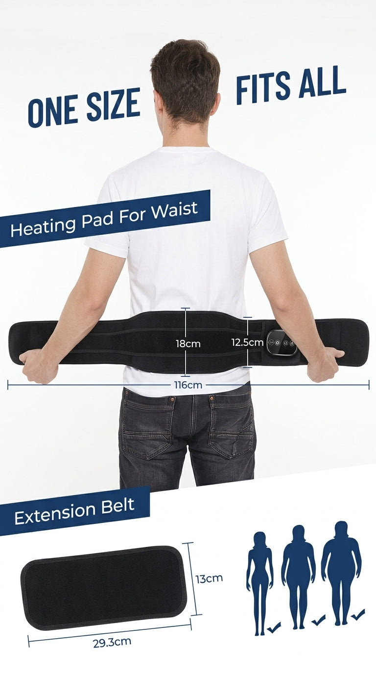 Zareth™ MASSAGER BELT INFRARED HEAT AND VIBRATION THERAPY LUMBAR