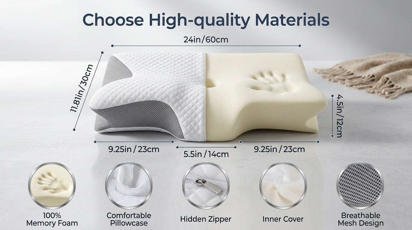 Zareth™ | Butterfly Sleep Memory Neck Pillow Slow Rebound Comfortable Memory Foam Sleep Pillow Cervical Orthopedic Neck Massage Bed Pillow