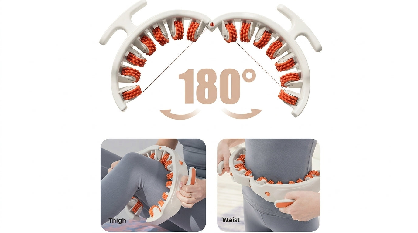 Zareth™ LEG MASSAGER Anti Cellulite with 14 Soft Rubber Rollers for Body Arms Waist Abdominal Muscle Slimming Relaxation