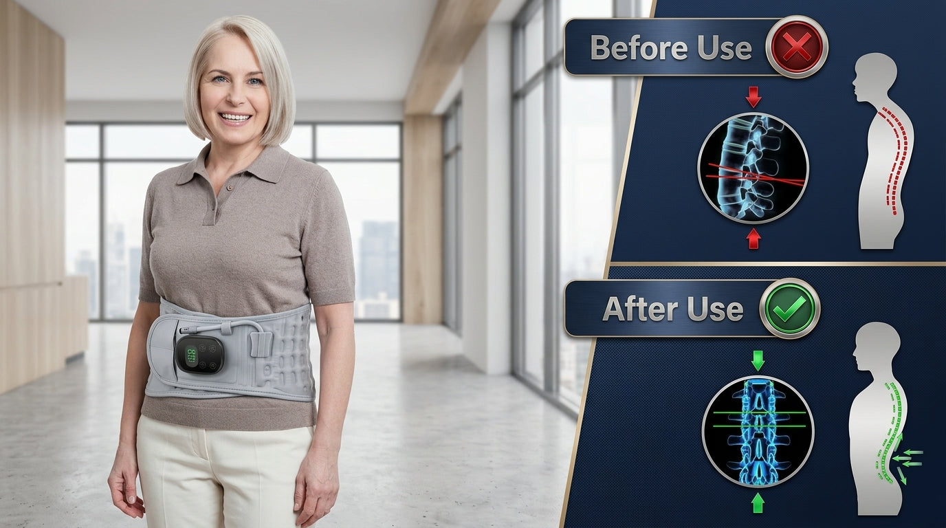 Zareth™ MASSAGE BELT PREMIUM 4-IN-1 Massage,Vibratoin, Infintable, Hot compress.