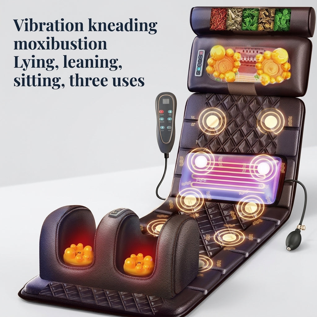 Zareth™ | BODY MASSAGER Leather Heated Massage Cushion – Full Body Relaxation Mat