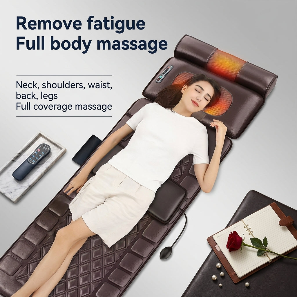Zareth™ | BODY MASSAGER Leather Heated Massage Cushion – Full Body Relaxation Mat