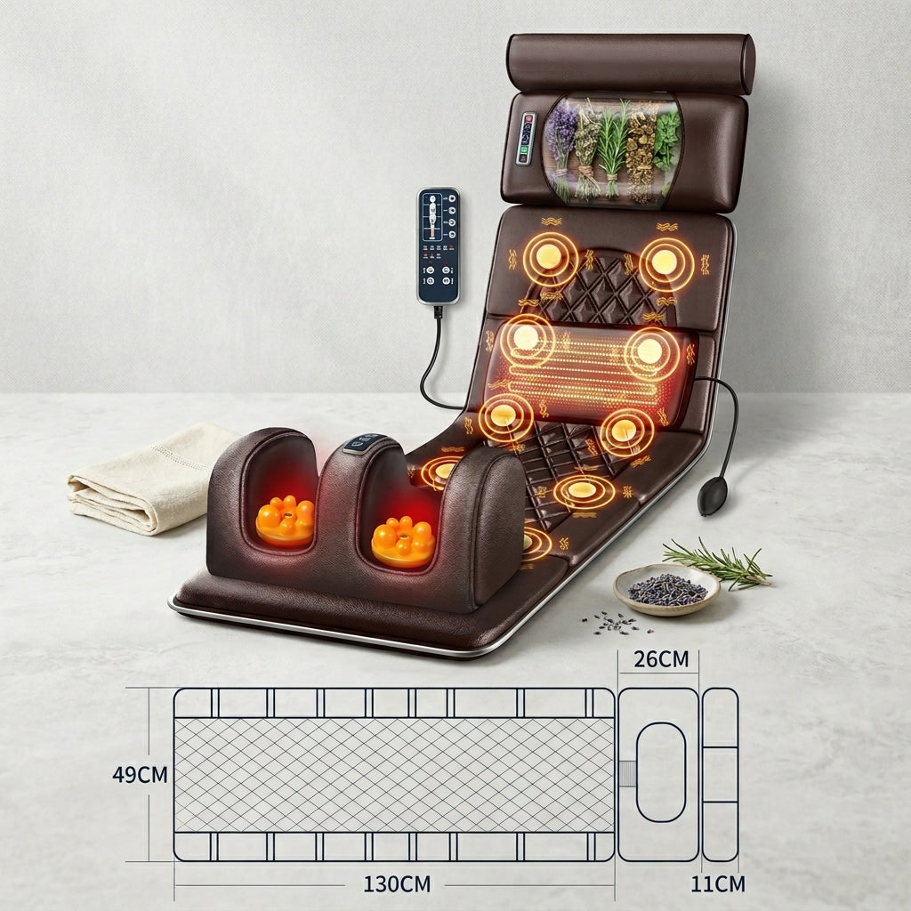 Zareth™ | BODY MASSAGER Leather Heated Massage Cushion – Full Body Relaxation Mat