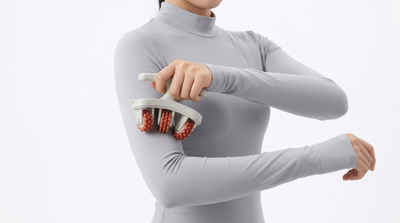 Zareth™ LEG MASSAGER Anti Cellulite with 14 Soft Rubber Rollers for Body Arms Waist Abdominal Muscle Slimming Relaxation