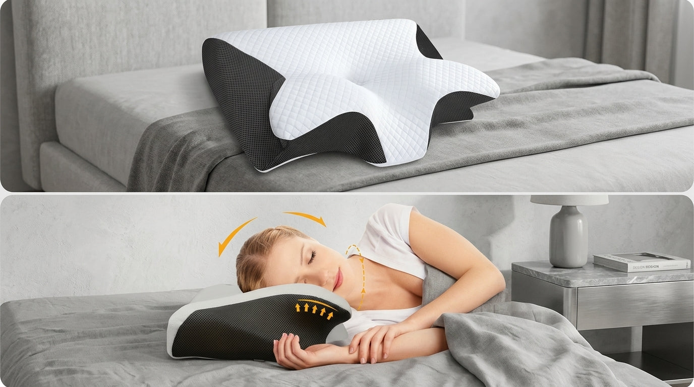 Zareth™ | Butterfly Sleep Memory Neck Pillow Slow Rebound Comfortable Memory Foam Sleep Pillow Cervical Orthopedic Neck Massage Bed Pillow