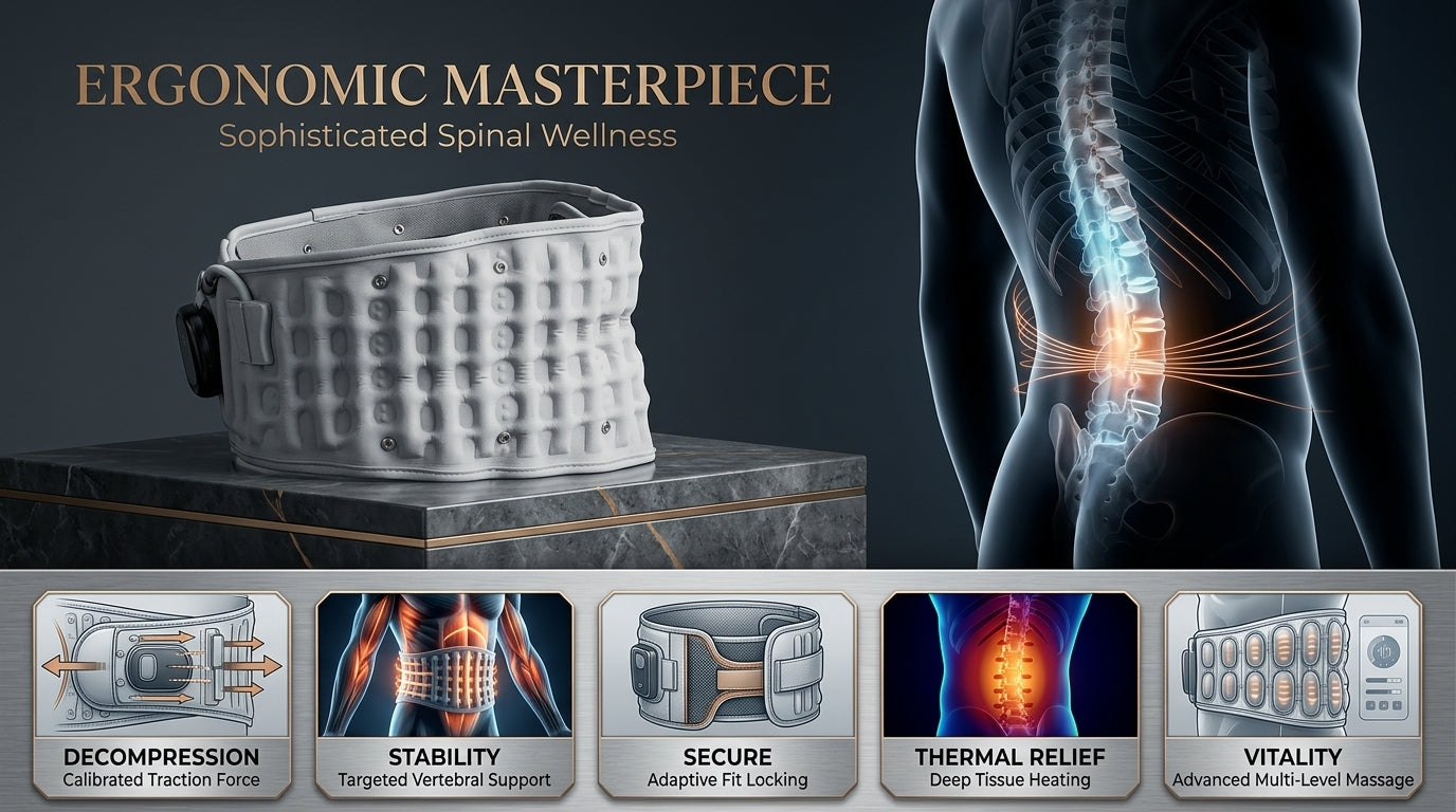 Zareth™ MASSAGE BELT PREMIUM 4-IN-1 Massage,Vibratoin, Infintable, Hot compress.