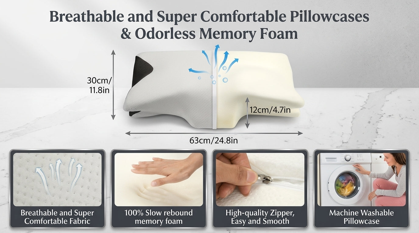 Zareth™ | Butterfly Sleep Memory Neck Pillow Slow Rebound Comfortable Memory Foam Sleep Pillow Cervical Orthopedic Neck Massage Bed Pillow