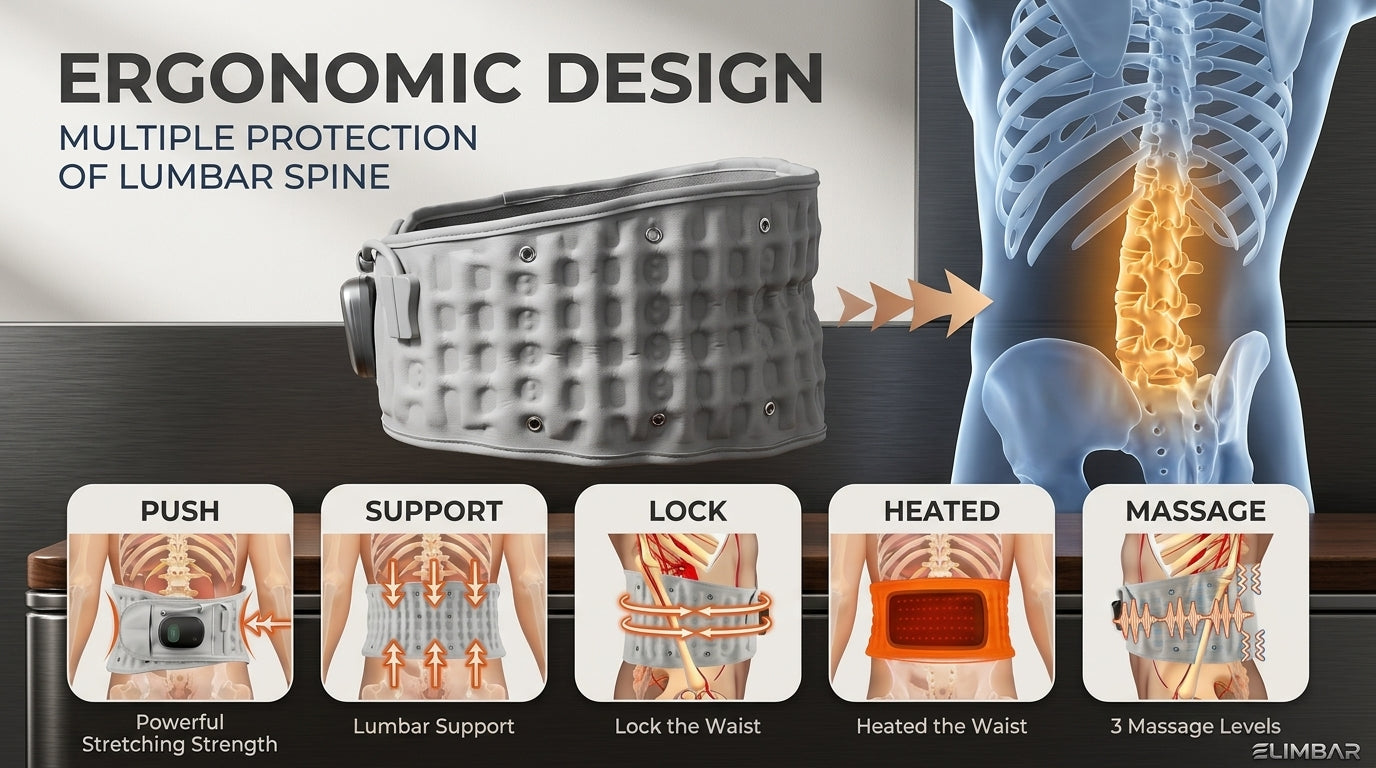 Zareth™ MASSAGE BELT PREMIUM 4-IN-1 Massage,Vibratoin, Infintable, Hot compress.