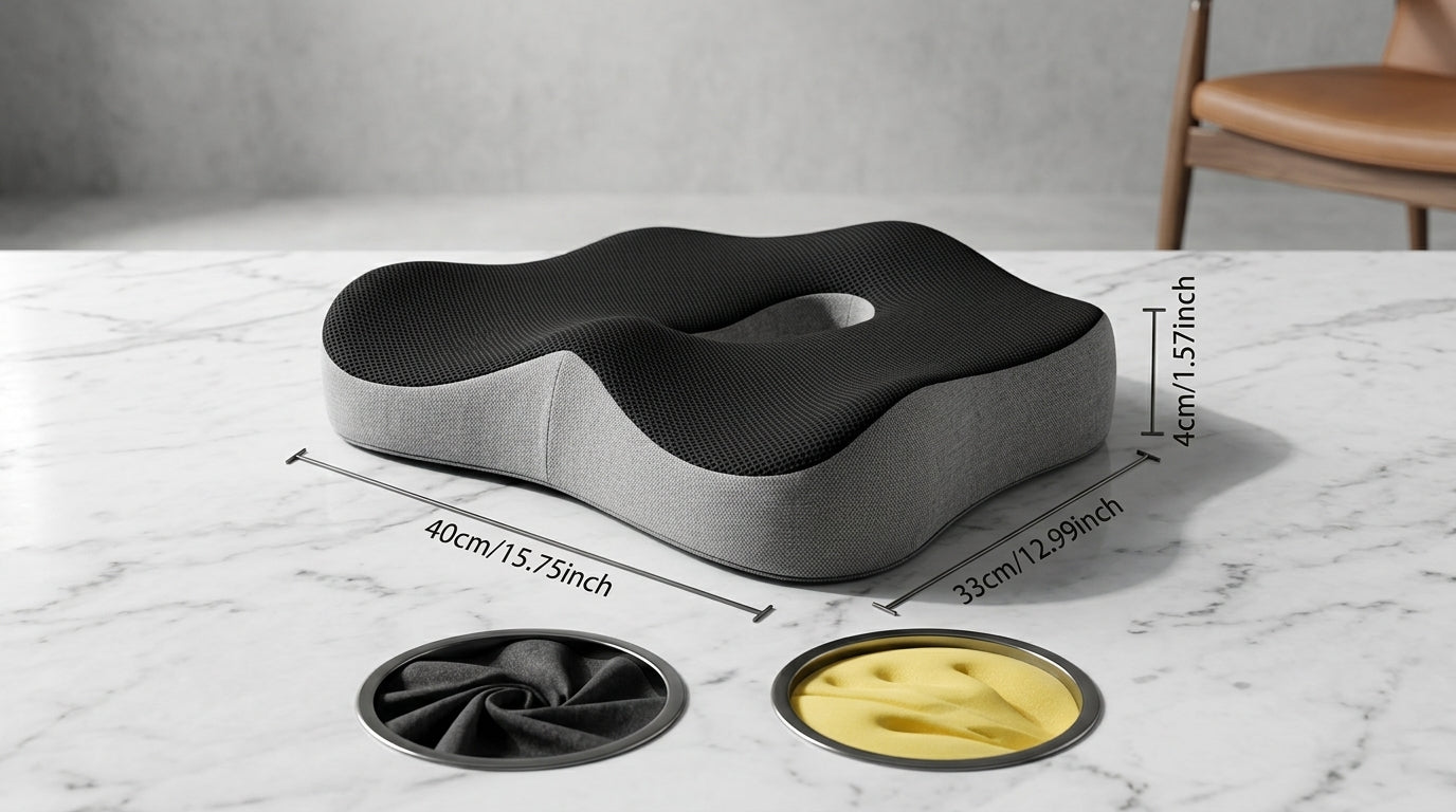 Zareth™ | MEMORY FOAM - ORTHOPEDIC SEAT CUSHION FOR CAR & OFFICE
