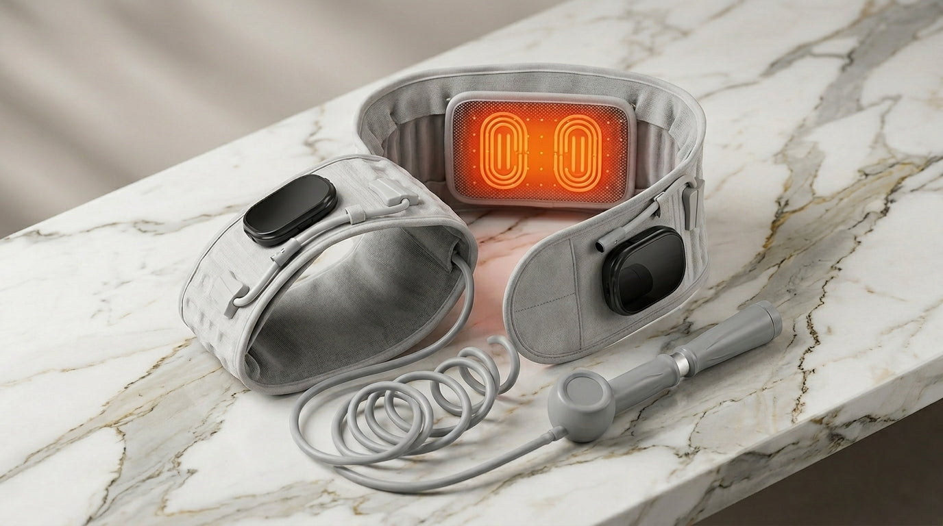 Zareth™ MASSAGE BELT PREMIUM 4-IN-1 Massage,Vibratoin, Infintable, Hot compress.