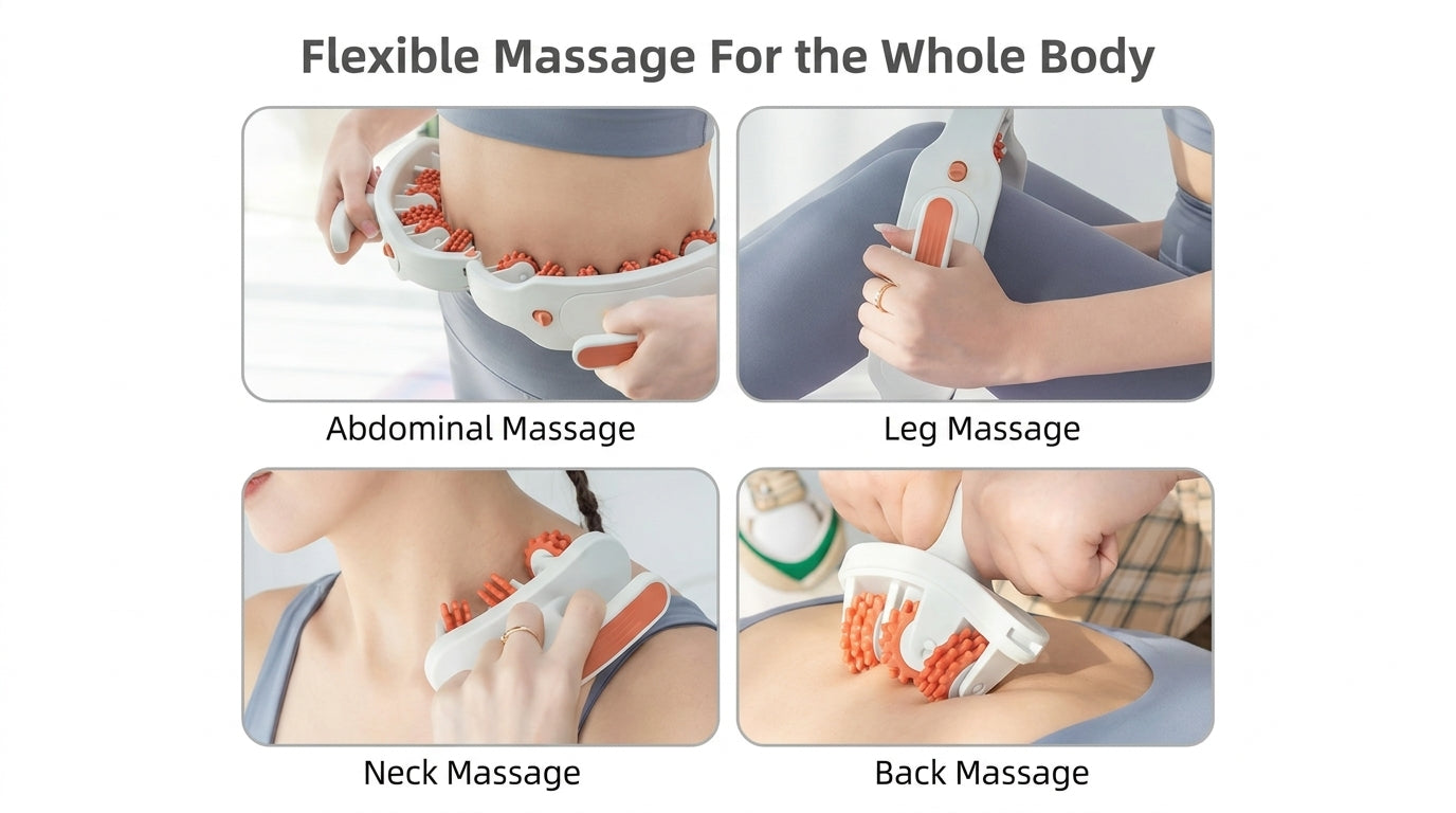 Zareth™ LEG MASSAGER Anti Cellulite with 14 Soft Rubber Rollers for Body Arms Waist Abdominal Muscle Slimming Relaxation