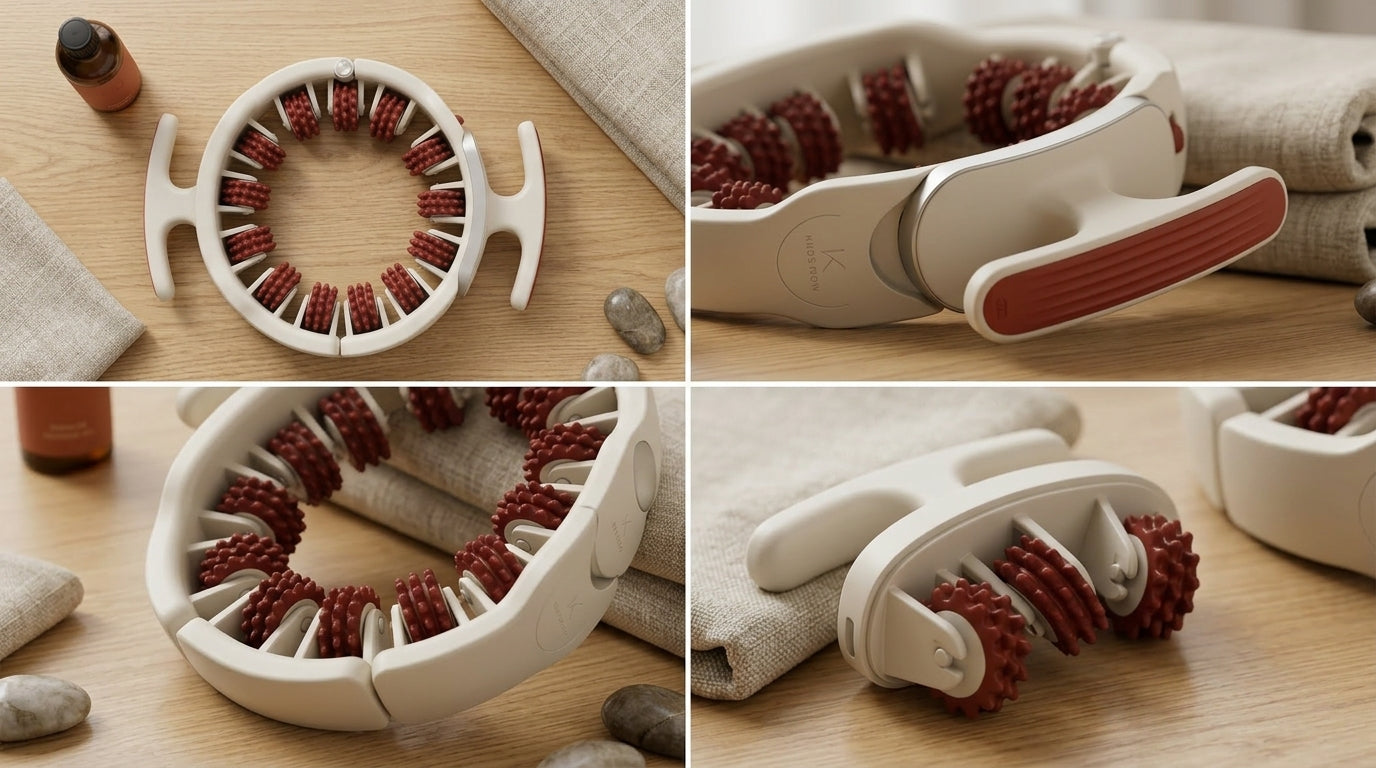 Zareth™ LEG MASSAGER Anti Cellulite with 14 Soft Rubber Rollers for Body Arms Waist Abdominal Muscle Slimming Relaxation