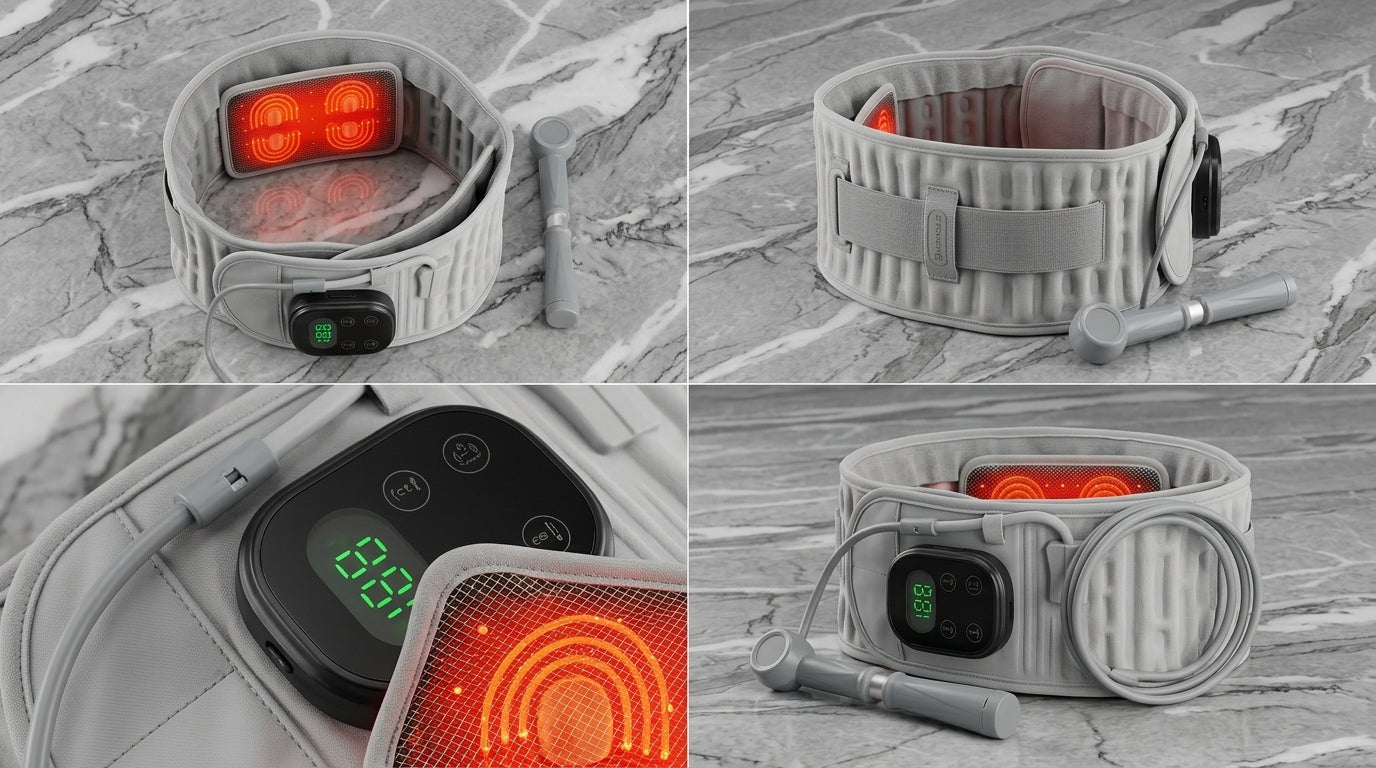 Zareth™ MASSAGE BELT PREMIUM 4-IN-1 Massage,Vibratoin, Infintable, Hot compress.